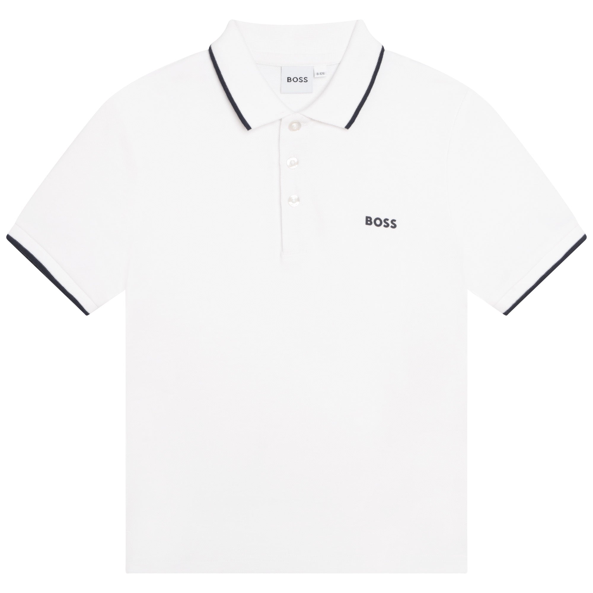BOSS Short-sleeved cotton polo- WHITE