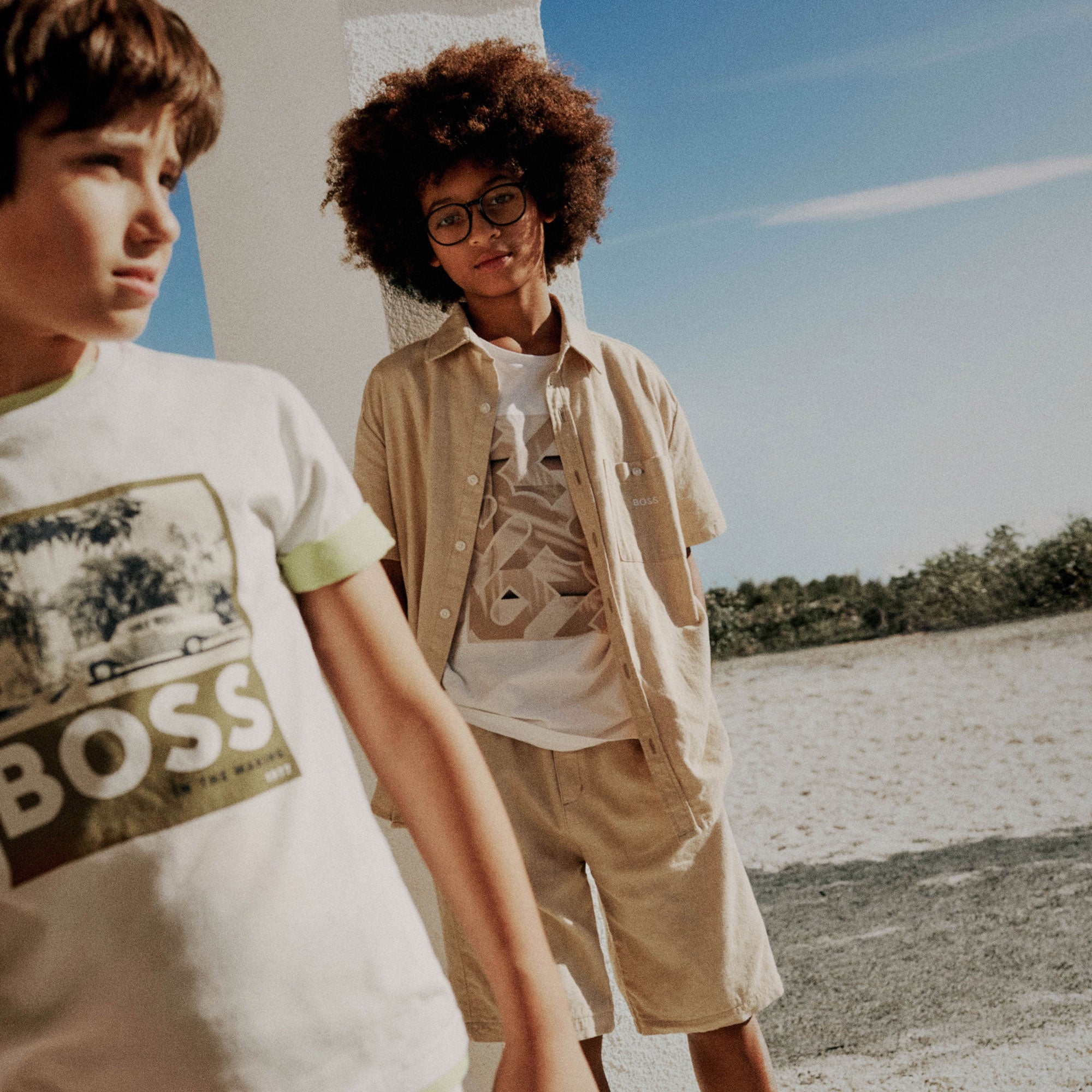 BOSS Linen and cotton Bermuda shorts