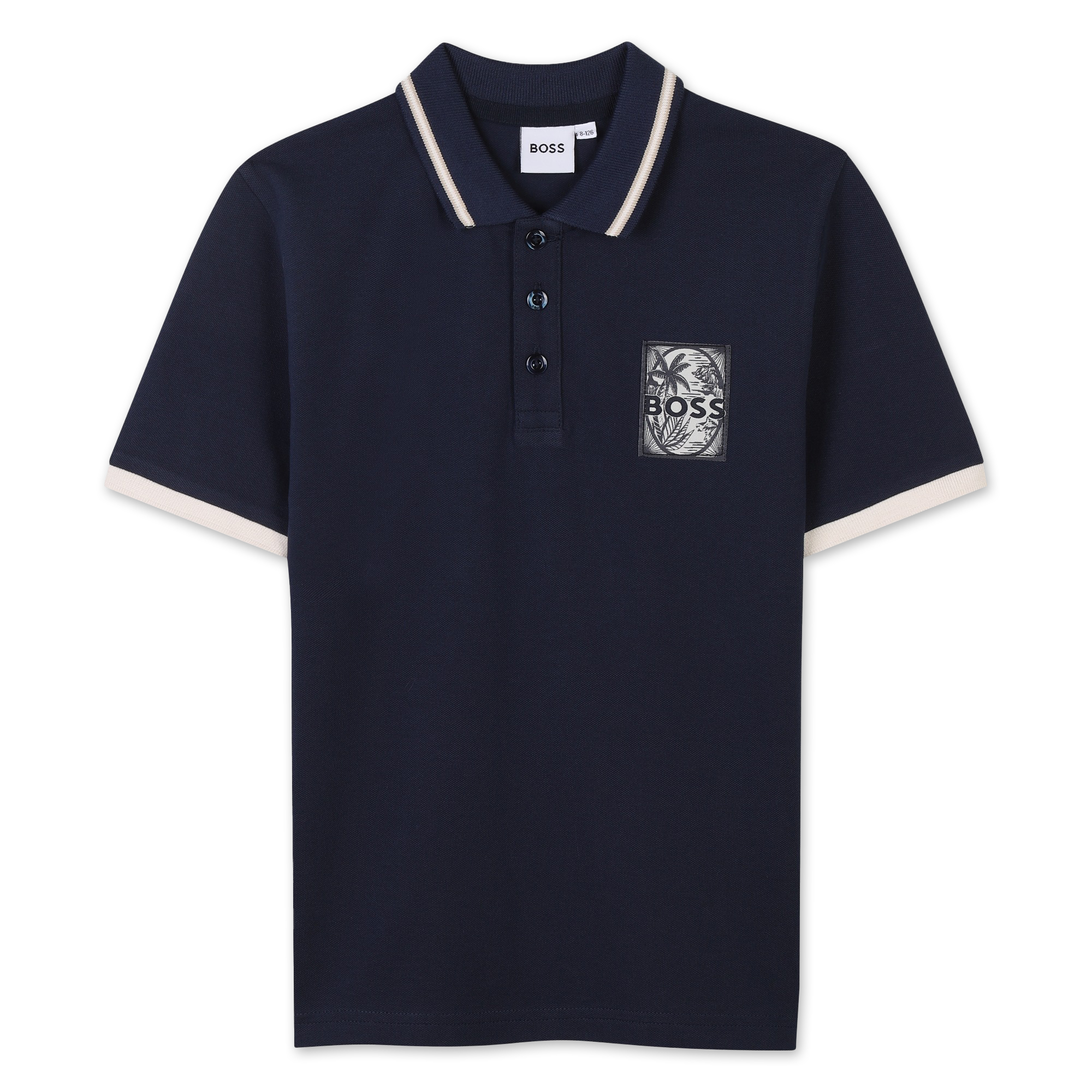 BOSS Navy Polo shirt with chest label