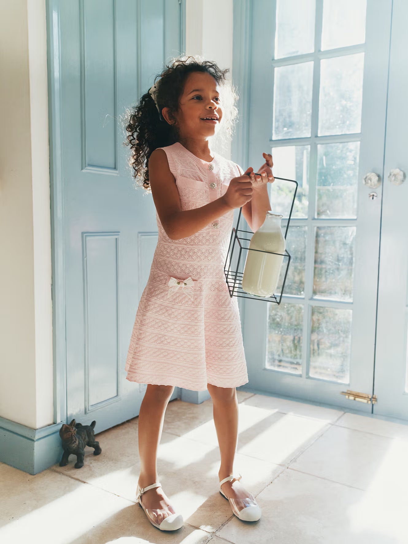 Self-Portrait Pink Lace Bow Knit Dress