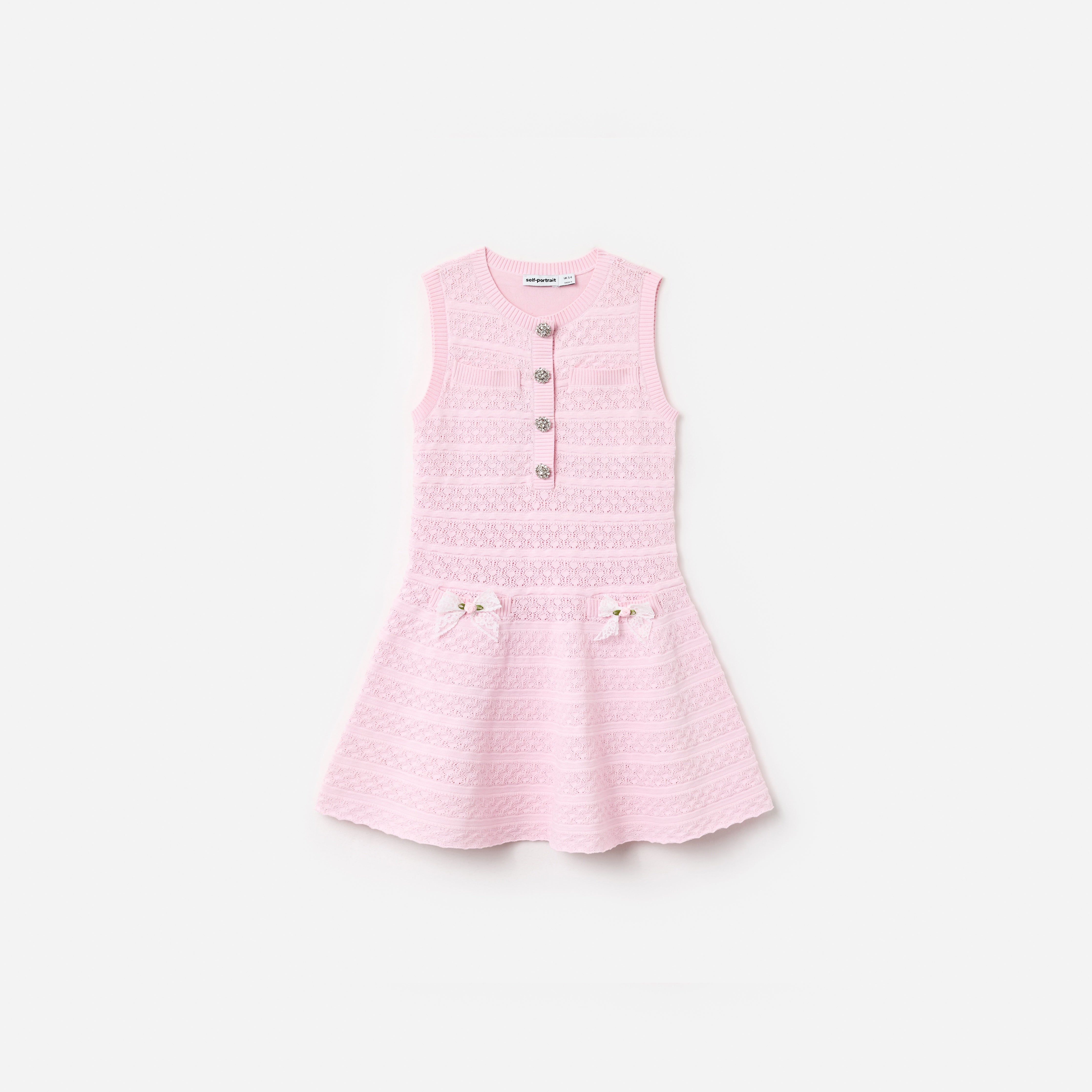Self-Portrait Pink Lace Bow Knit Dress