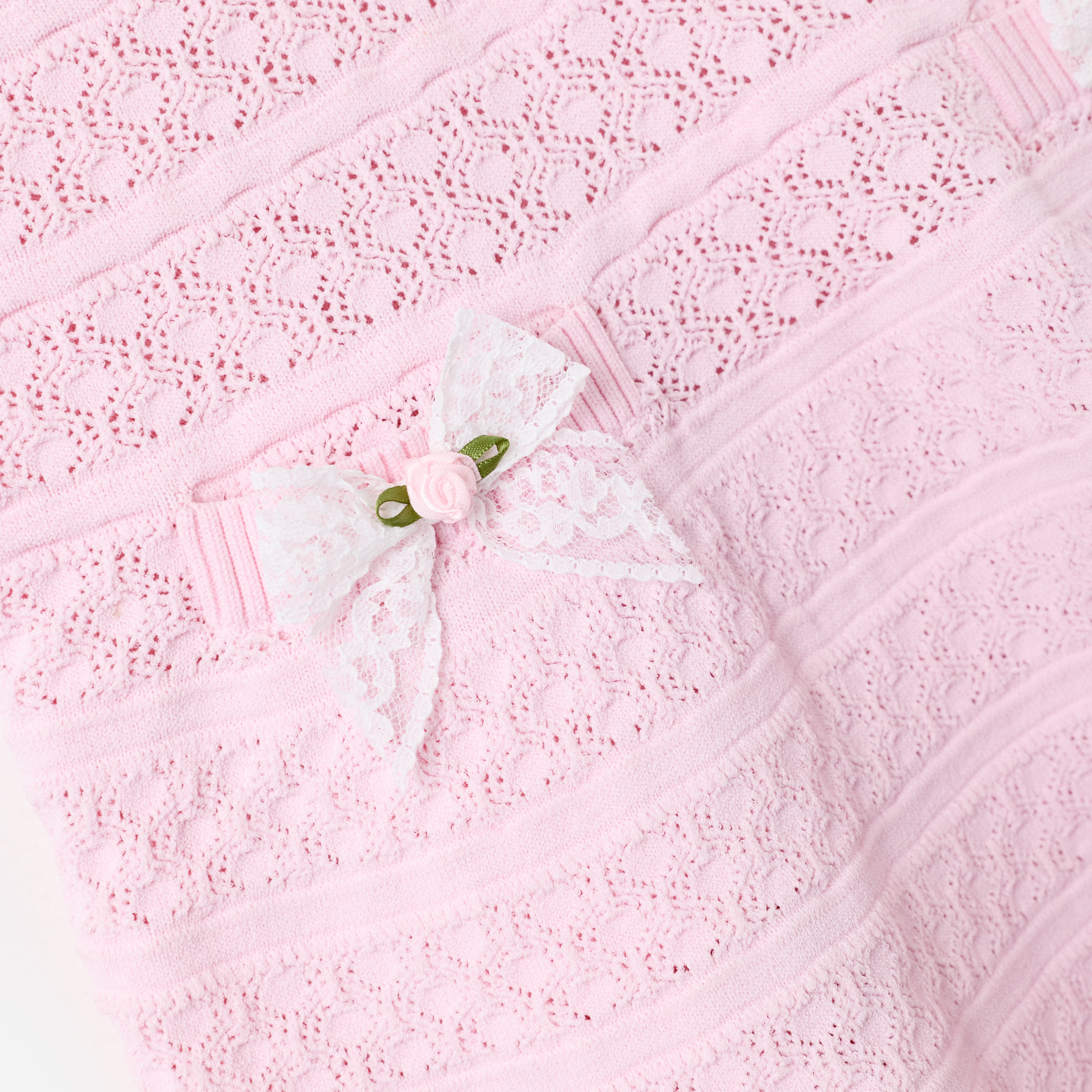 Self-Portrait Pink Lace Bow Knit Dress