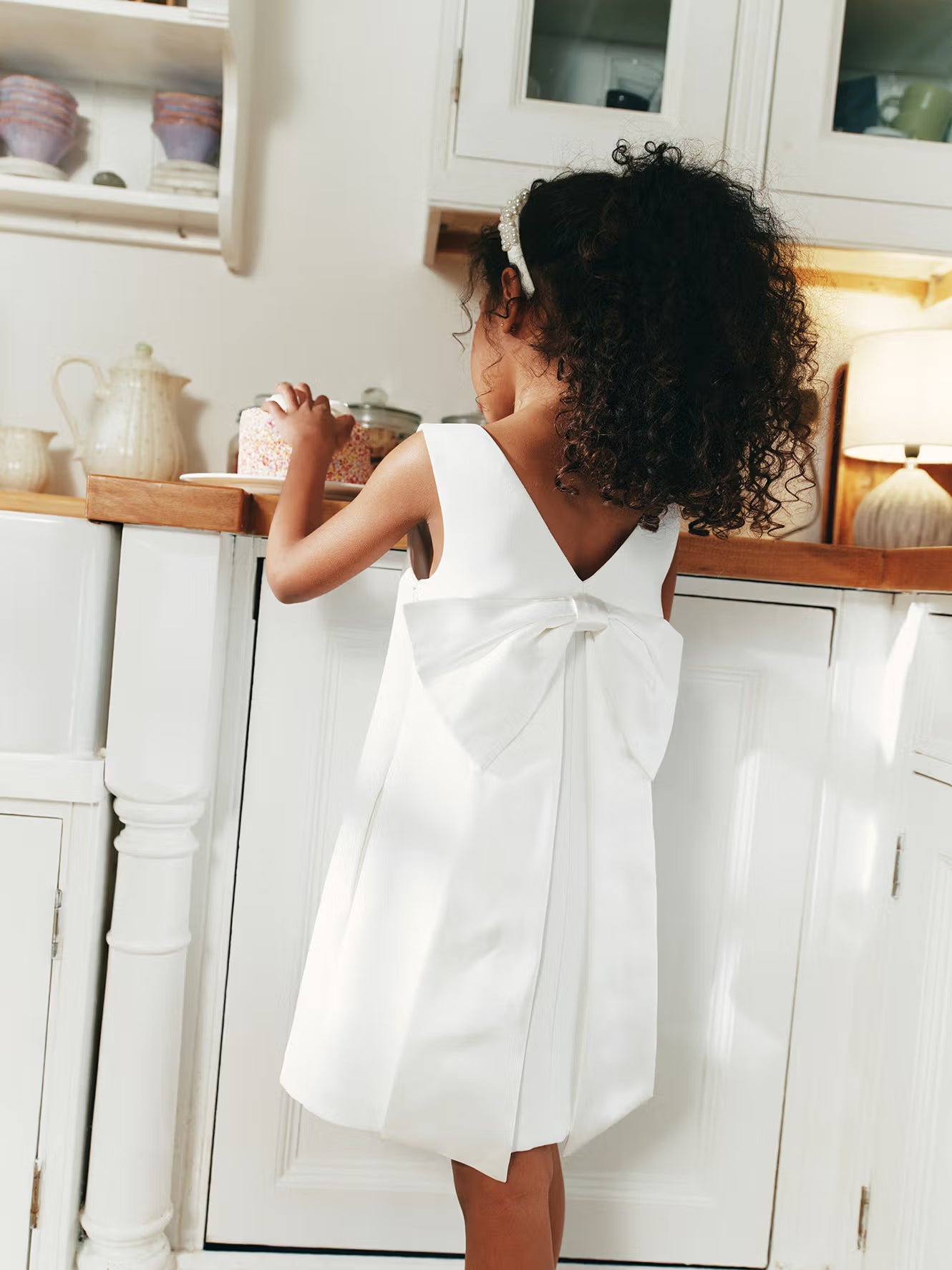 Self-Portrait White Crepe Sequin Flower Dress