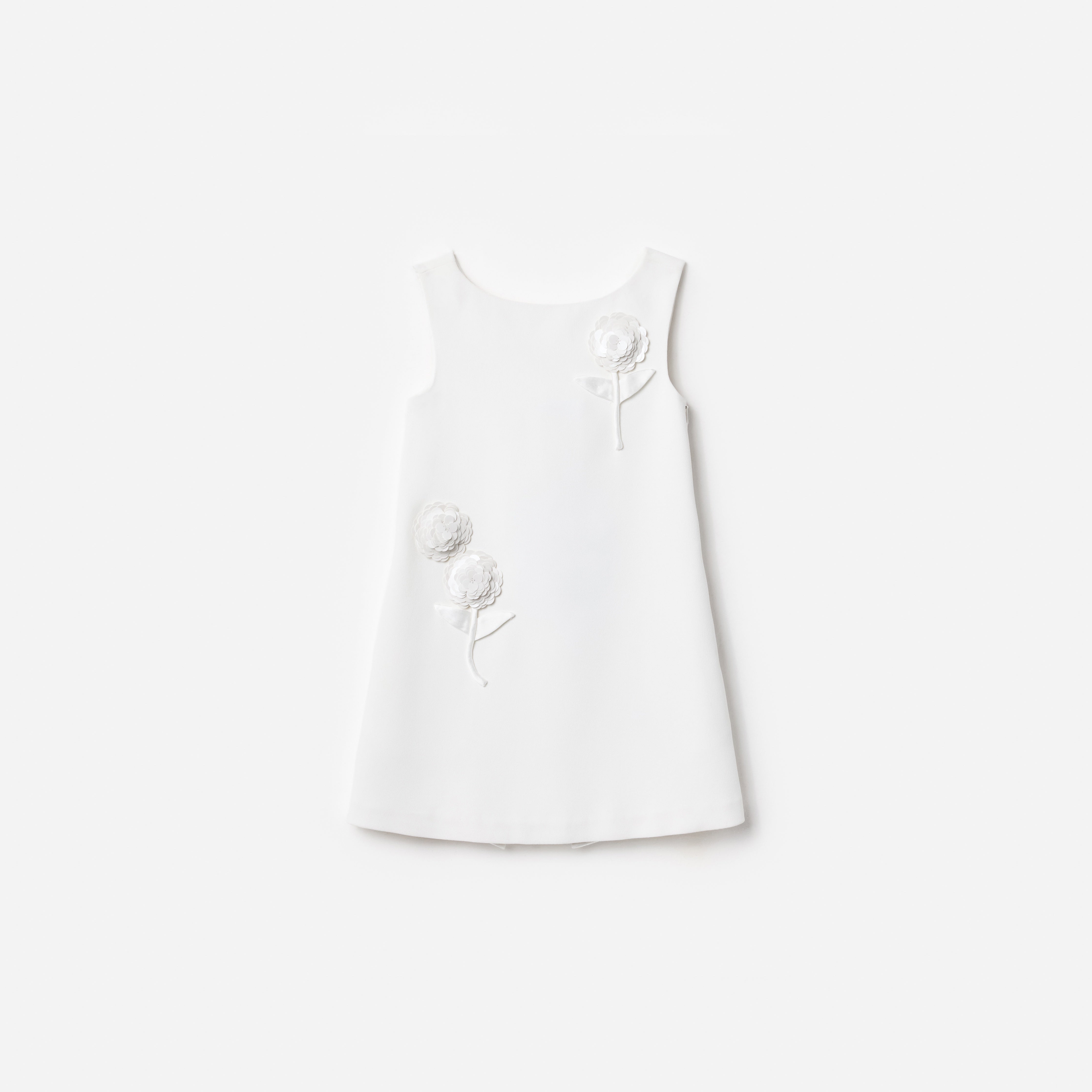 Self-Portrait White Crepe Sequin Flower Dress