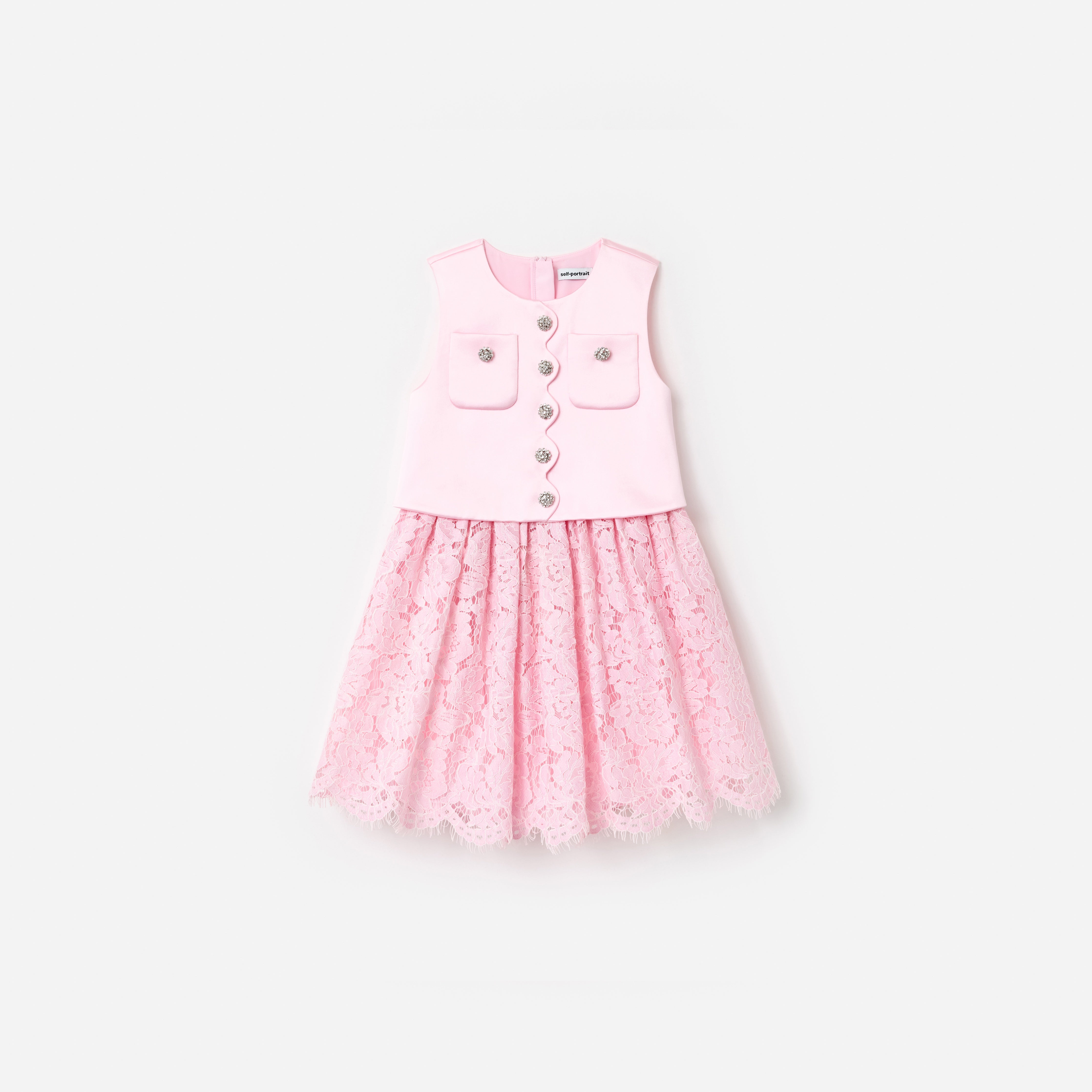 Self-Portrait Pink Satin Lace Dress