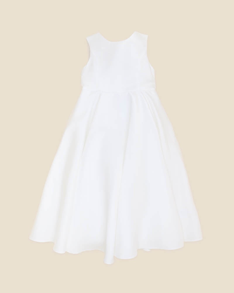IVORY DUCHESS SATIN FULL LENGTH DRESS WITH LOW BACK 2-7 YRS