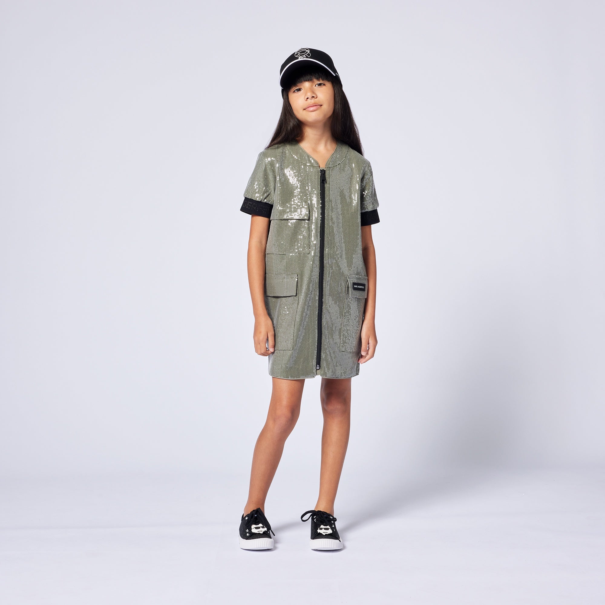 Karl Lagerfeld Olive Sequence Short-sleeved dress